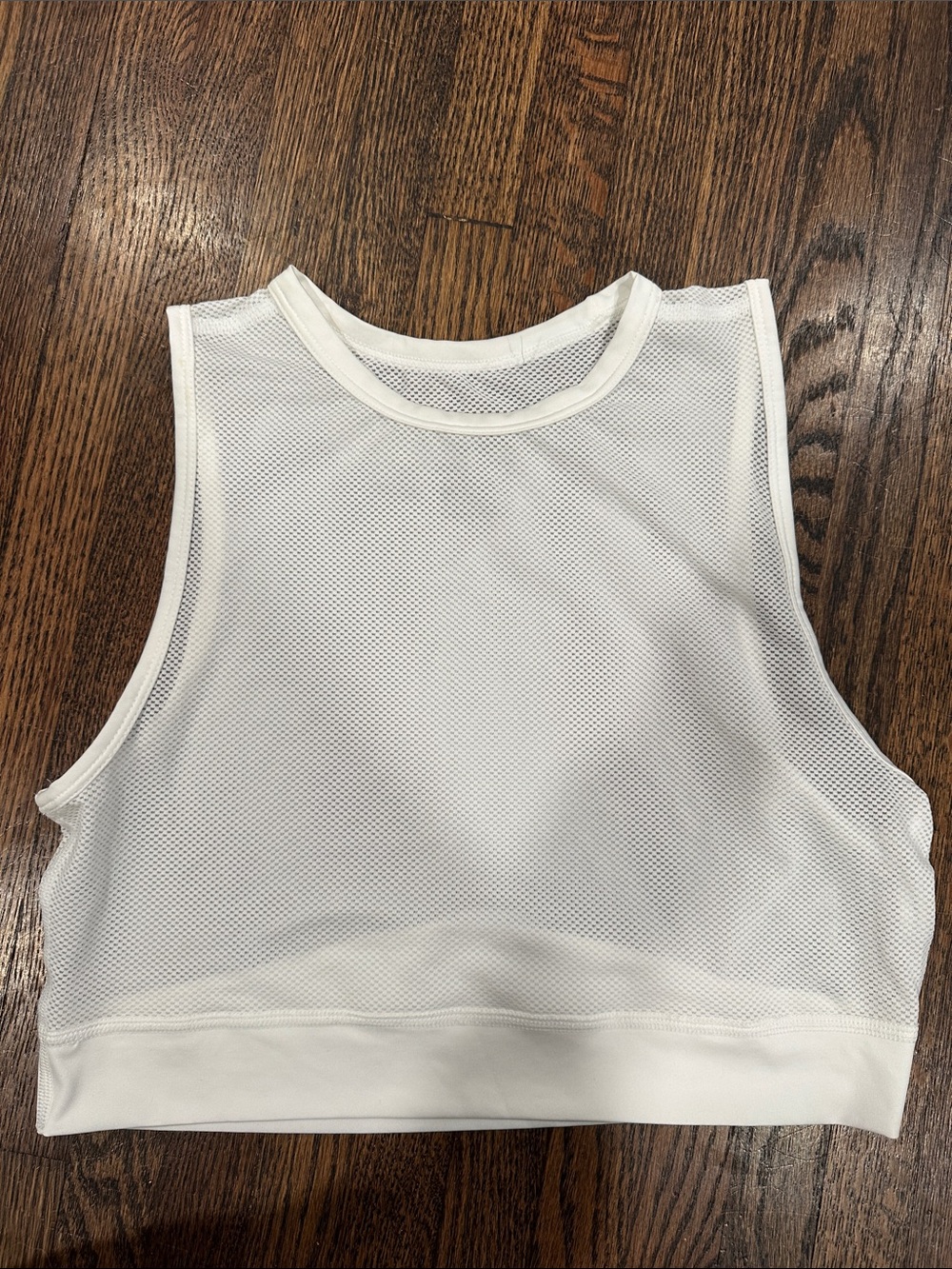 Nike White Mesh Cropped Tank